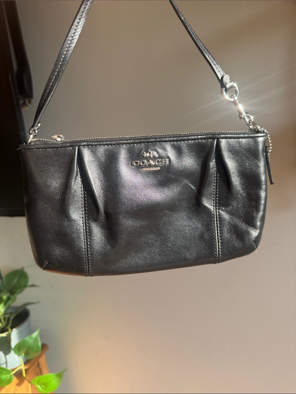 Coach Black Leather mini bag with Silver Hardware